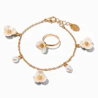 Claire's Club Floral Gold Jewelry Set - 3 Pack