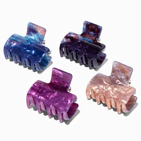 Jeweled Tone Tortoiseshell Rectangular Hair Claws - 4 Pack