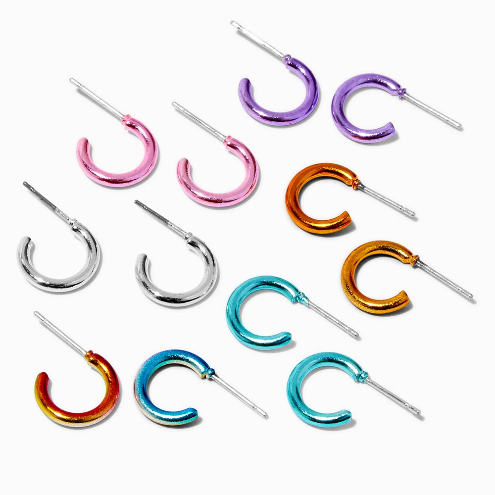 Anodized 15mm Huggie Hoop Earrings - 6 Pack