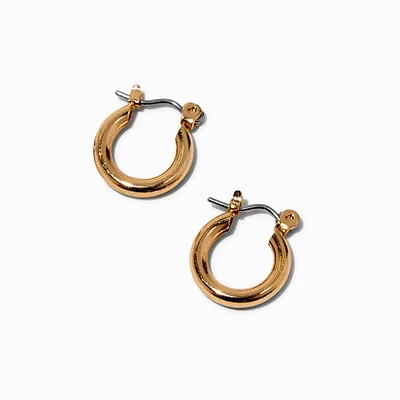 Gold-tone Tube 10mm Hoop Earrings