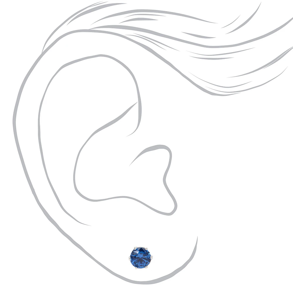 Blue Cubic Zirconia 5mm Round Stud Earrings