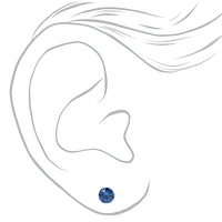Blue Cubic Zirconia 5MM Round Stud Earrings