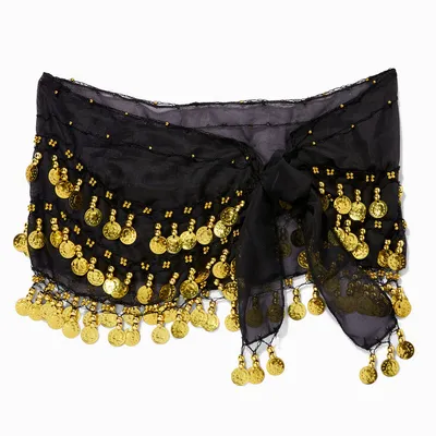 Fortune Teller Golden Coin Black Wrap Skirt