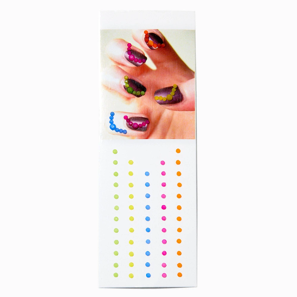 Neon Rainbow Circle Nail Gem Pack