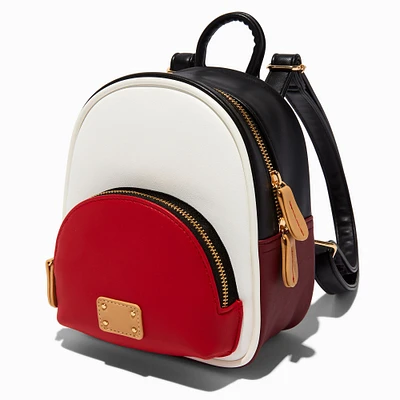 Red & White Colorblock Mini Backpack