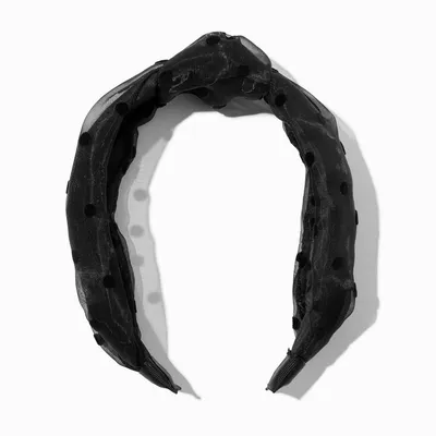 Black Polka Dot Knotted Headband