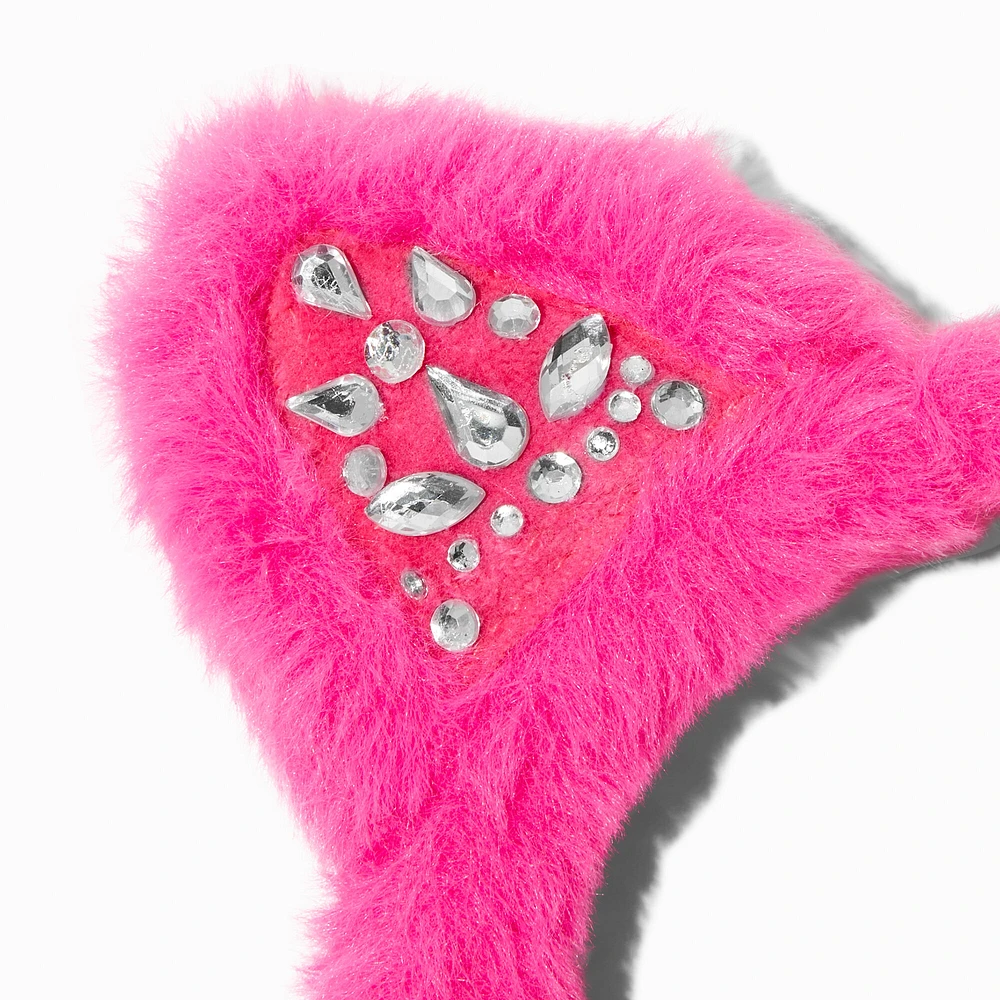 Claire's Club Stone Pink Cat Ears Headband