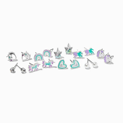 Mint & Lilac Unicorn Stud Earrings - 9 Pack