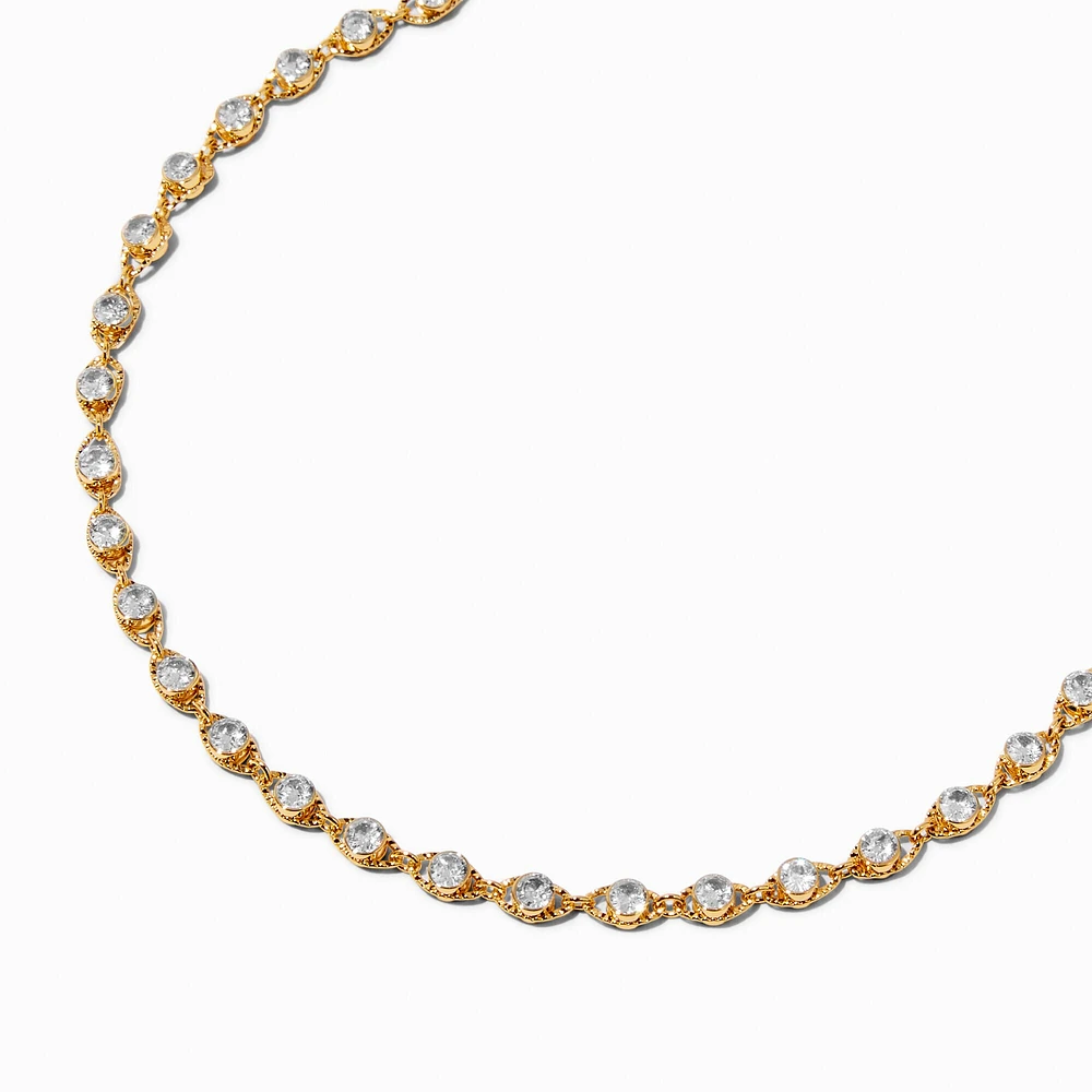 C LUXE by Claire's 18k Yellow Gold Plated Cubic Zirconia Chain Necklace