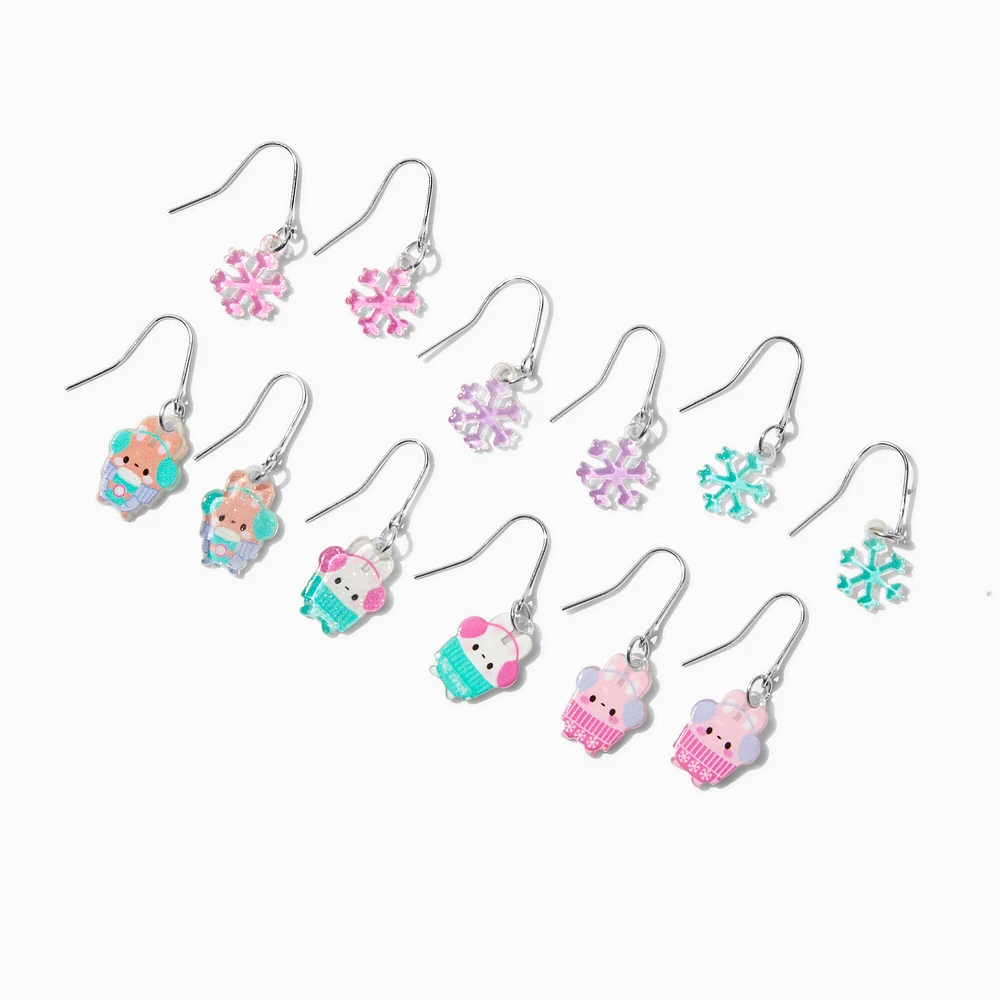 Snowflakes & Critters Drop Earrings - 6 Pack