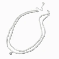 Two-Row Pearl Dangle Multi-Strand Necklace