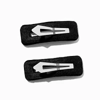 Black Velvet Snap Hair Clips - 2 Pack