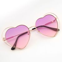 Gold Double Heart Sunglasses - Purple