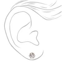Rose Gold Cubic Zirconia Round Stud Earrings - 8MM