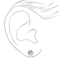 Rose Gold-tone Cubic Zirconia 8MM Round Stud Earrings
