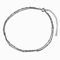 Silver-tone Stainless Steel Multi-Strand Twist Ball Chain Anklet