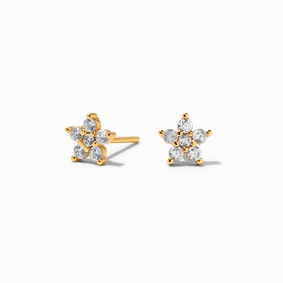 C LUXE by Claire's 18k Yellow Gold Plated Cubic Zirconia Flower Stud Earrings
