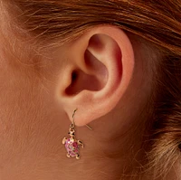 Pink Turtle Drop Earrings