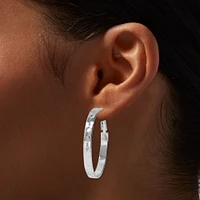 Silver-tone 40MM Flat Hoop Earrings