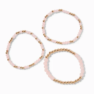 Blush Pink Beaded Stretch Bracelets - 3 Pack