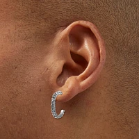 Silver-tone 15MM Crystal Hoop Earrings Stackables Set - 6 Pack