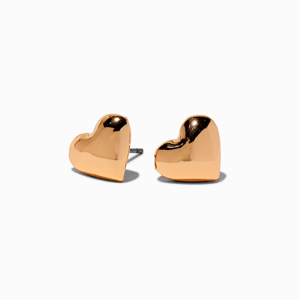 Gold-tone Puffy Heart Stud Earrings