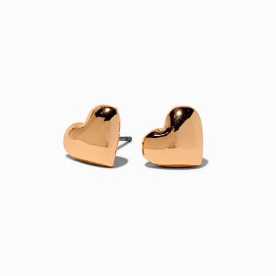 Gold-tone Puffy Heart Stud Earrings