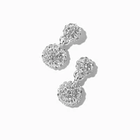 Silver-tone Pavé Fireball Stack Drop Earrings