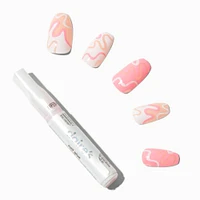 Nude Swirl Coffin Vegan Faux Nail Set - 24 Pack