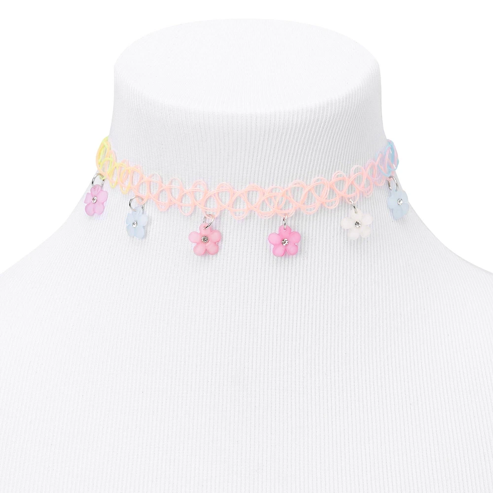 Pastel Flower Power Tattoo Choker Necklace