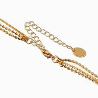 Gold Cubic Zirconia Confetti Multi-Strand Chain Necklace