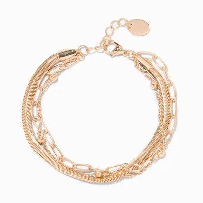 Gold Mixed Chain Multi-Strand Bracelet