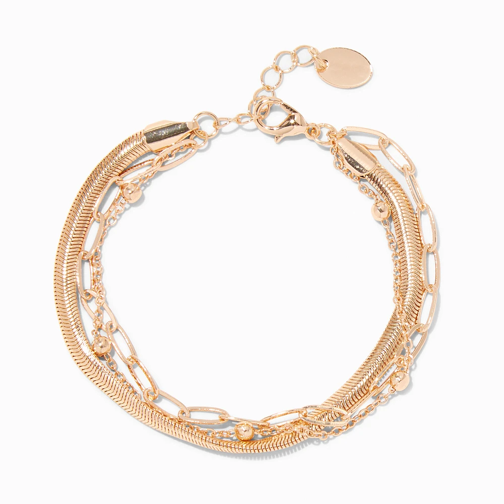 Gold-tone Mixed Chain Multi-Strand Bracelet