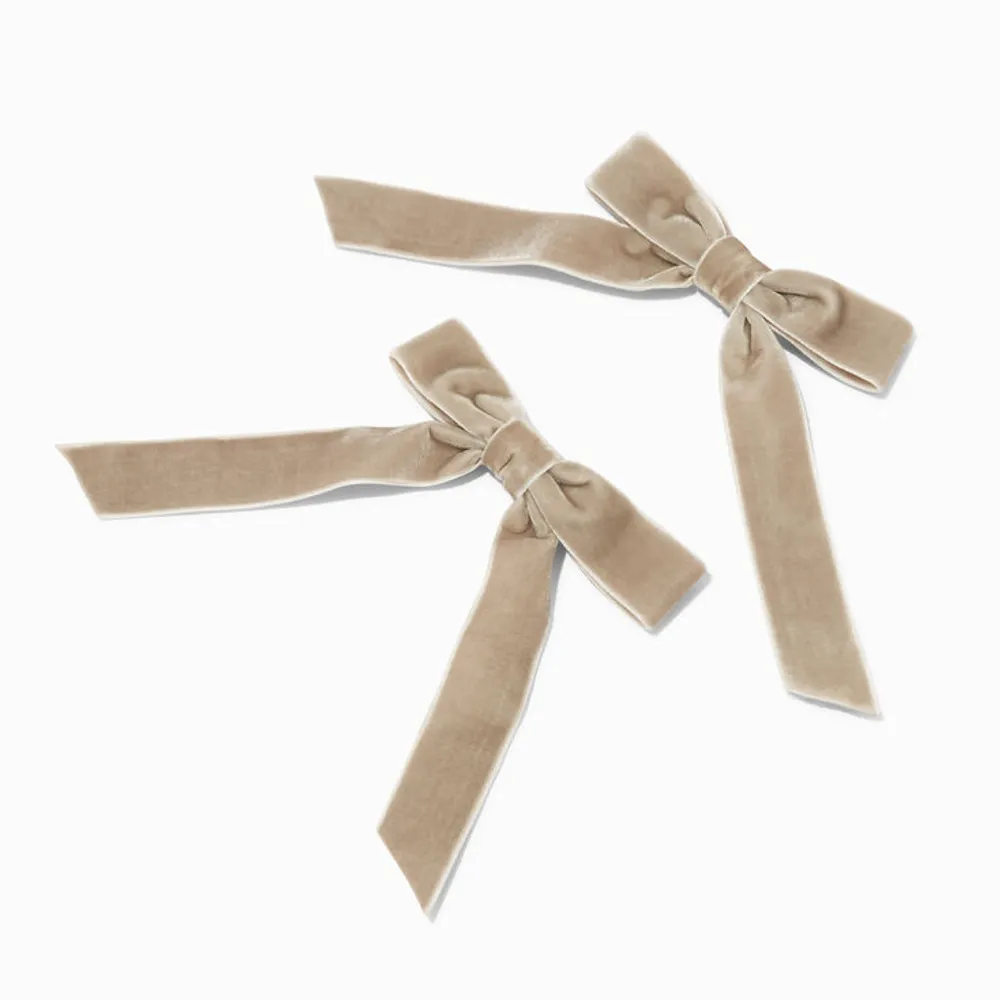 Claire's Gray Velvet Bow Hair Clips - 2 Pack