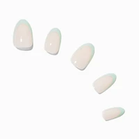 Mint Green French Tip Almond Vegan Faux Nail Set - 24 Pack