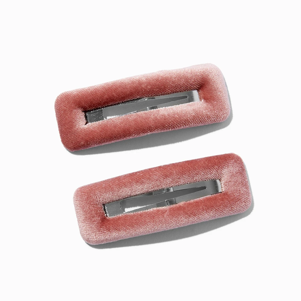 Blush Pink Velvet Snap Hair Clips - 2 Pack