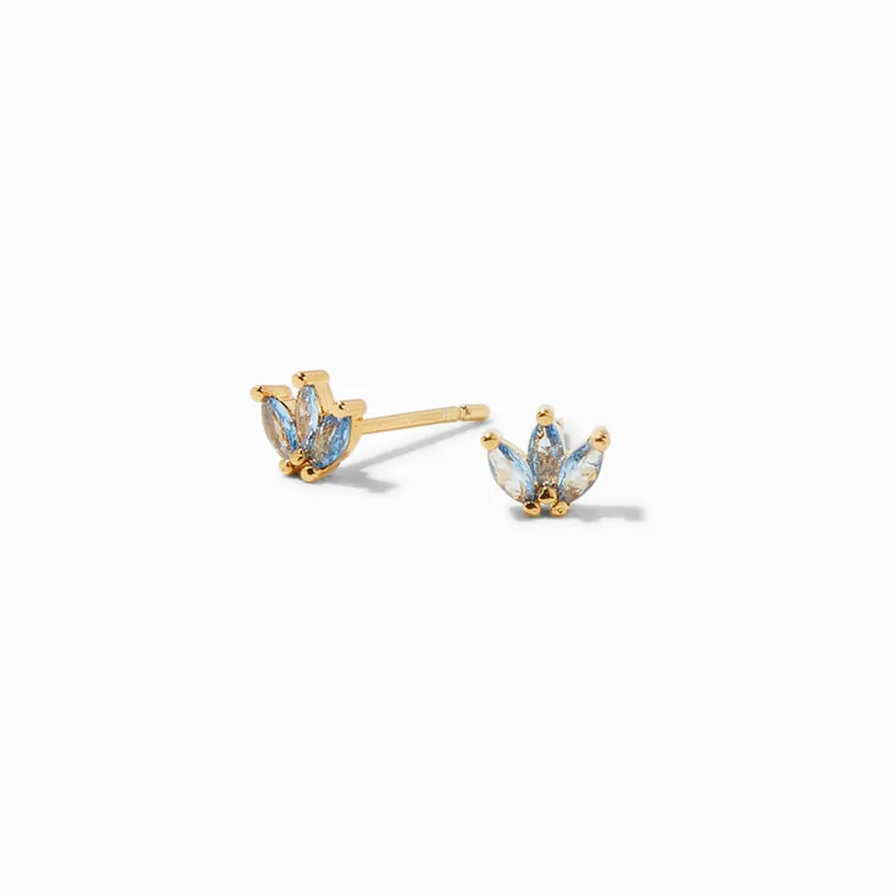 C LUXE by Claire's 18k Yellow Gold Plated Cubic Zirconia Flower Studs &  Hoop Earrings - 3 Pack