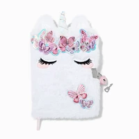 Butterfly Unicorn White Plush Lock Diary