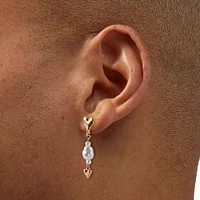 Gold-tone Heart Pearl Drop Earrings