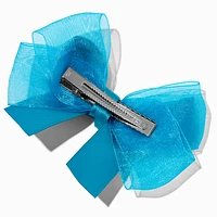 Claire's Club Teal Satin Chiffon Bow Hair Clip