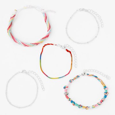Braided Rainbow Chain Bracelet Set (5 Pack)