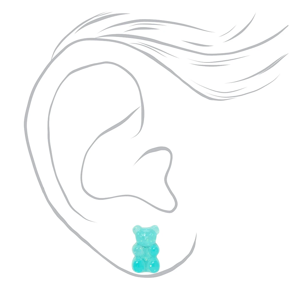 Blue Glow In The Dark Gummy Bears® Stud Earrings