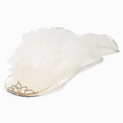 Claire's Club Special Occasion Ivory Veil Gold Crown