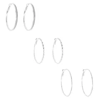 Silver 50MM Hoop Earrings - 3 Pack