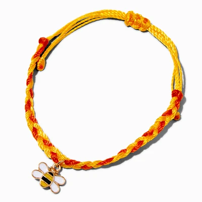 Orange & Yellow Bee Braided Adjustable Bracelet