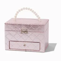 Claire's Club Pink Quilted Jewelry Box