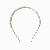 Rose Gold-tone Crystal Butterfly & Pearl Headband