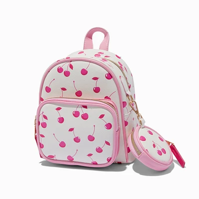 Pink Cherry White Quilted Mini Backpack