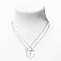 Best Friends Iridescent Split Heart Pendant Necklaces - 2 Pack