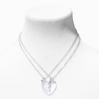 Best Friends Iridescent Split Heart Pendant Necklaces - 2 Pack